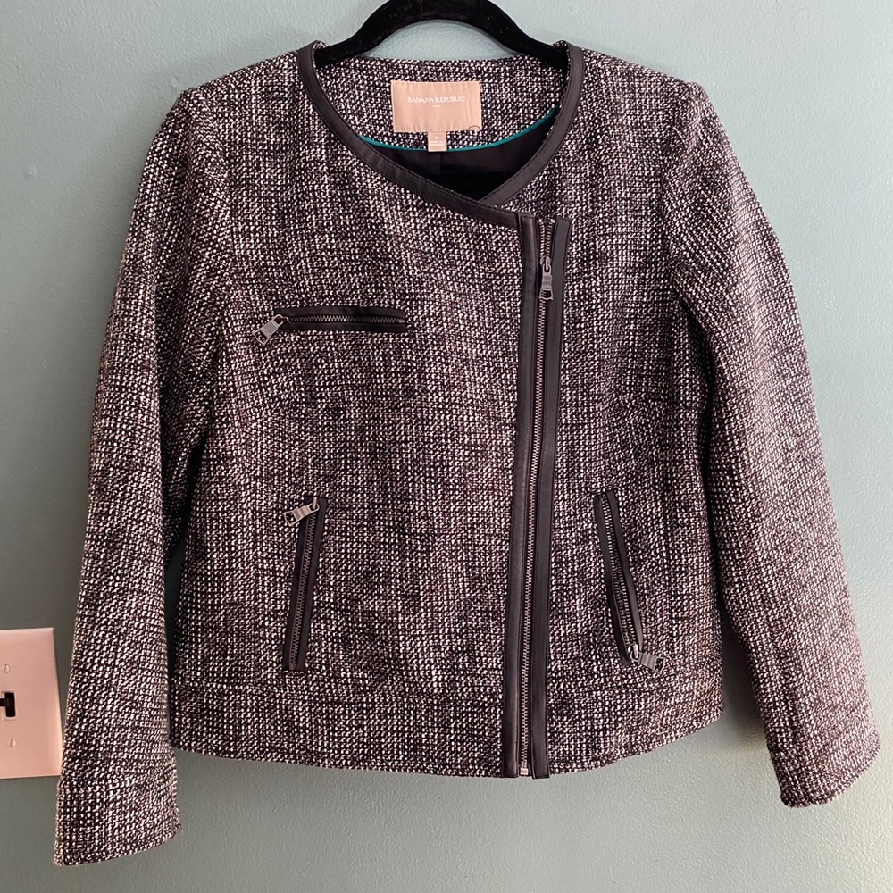 Black &White Banana Republic Moto Jacket 6